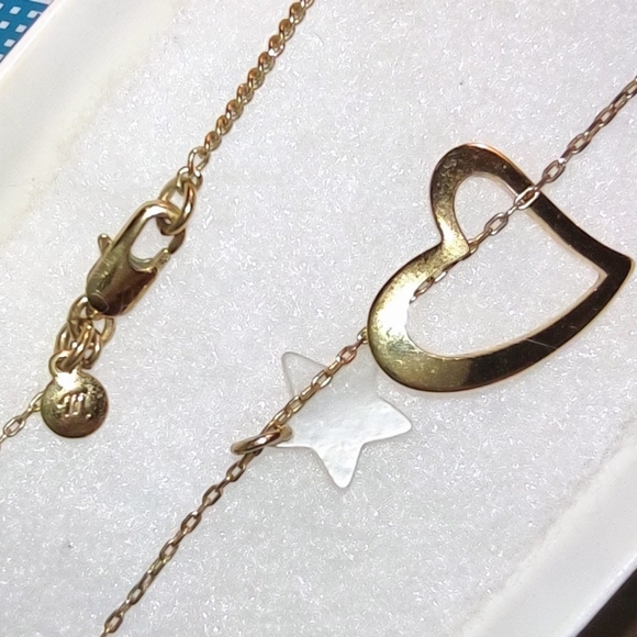 Gold Floating Heart & Dangling Star Charm - Picture 14 of 16